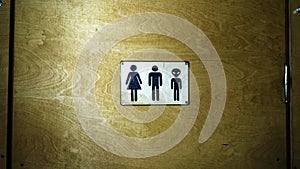 Gender neutral sign for the restroom. Inclusive concept. Space for text