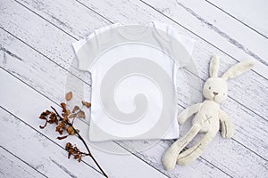 Gender neutral white baby grow mockup