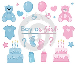 Gender reveal clipart. Blue and pink colors photo