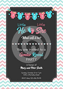 Gender reveal invitation template, baby shower party. photo