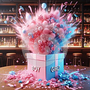 Gender reveal party boy or girl? Erupts to life in a bar