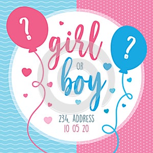 Gender reveal party card invitations