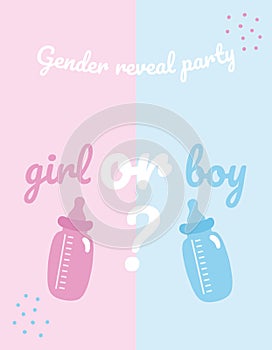 Gender Reveal Party set.Feeding bottles.