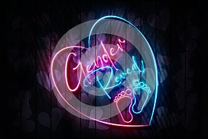 Gender Reveal Pink and Blue Neon Sign on a Dark Heart decorated Wooden Wall  3D illustration