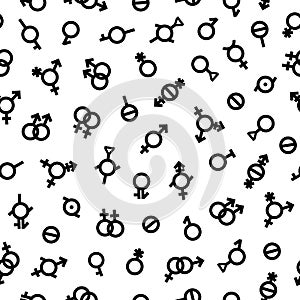 Gender Seamless pattern. Sexual human identity illustration. Bigender, agender, neutrois, asexual, lesbian, homosexual