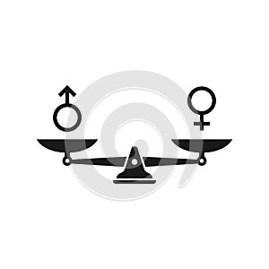 Gender and sexual equality concept. Scales with male and female sex symbols