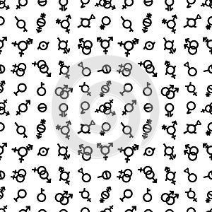 Gender sign Seamless pattern Pride LGBT Bigender, agender, neutrois, asexual, lesbian, homosexual, bisexual icon