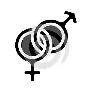 Gender signs together glyph icon vector illustration