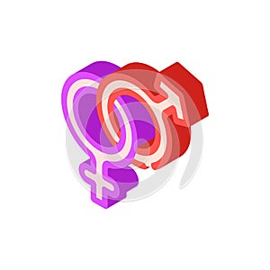 Gender signs together isometric icon vector illustration