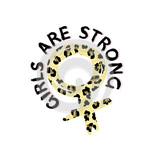 Gender simbol in leopard print. T-shirt design.