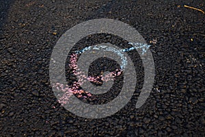 Gender symbol on asphalt, gender concept