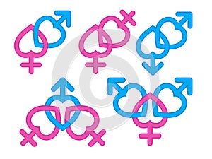 Nacido masculino a una mujer simbolos combinación 