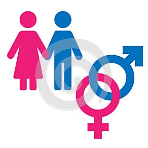 Gender symbol set. Male Female girl boy woman man icon.