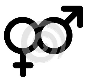 Gender symbol. Woman and man together. Vector illustration isolated on white background