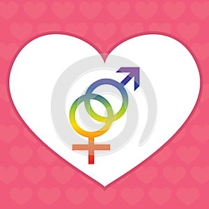 Gender Symbols Bisexual Heart. Vector illustration.