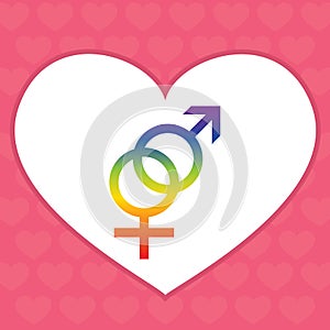 Gender Symbols Bisexual Heart. Vector illustration. photo
