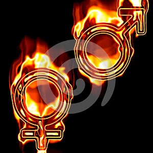 Gender symbols on fire
