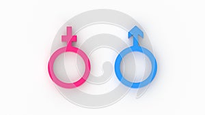 Gender symbols isolated on white background. 3D-rendering.