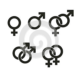Gender symbols in pride rainbow colors