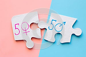 Gender symbols on the puzzle concept bisexuality