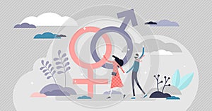 Gender vector illustration. Classical orientation flat tiny persons concept