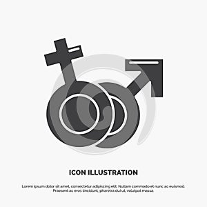 Gender, Venus, Mars, Male, Female Icon. glyph vector gray symbol for UI and UX, website or mobile application