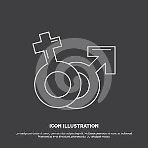 Gender, Venus, Mars, Male, Female Icon. Line vector symbol for UI and UX, website or mobile application