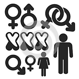 Gender web and mobile icons set. Vector.