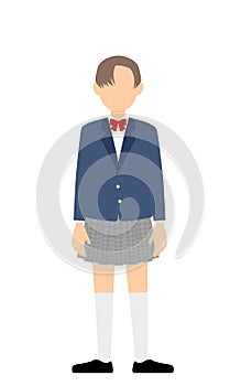 Genderless, blazer uniform, Stand on a stick with your hands down