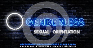 Genderless neon text. Sexual orientation concept, collection light signs. Sign boards, light banner. Neon isolated icon, emblem,