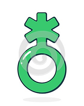 Genderqueer Gender Symbol. Part of LGBT community. Vector illustration. Hand drawn cartoon clip art with outline