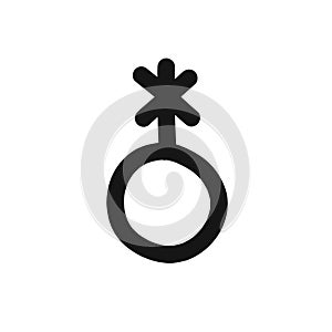 Genderqueer symbol doodle icon, vector line illustration