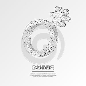 Genderqueer symbol Wireframe digital 3d illustration Low poly androgynous Abstract Vector polygonal origami LGBT