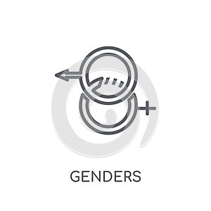 Genders linear icon. Modern outline Genders logo concept on whit
