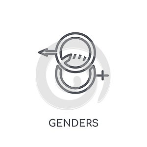 Genders linear icon. Modern outline Genders logo concept on whit photo