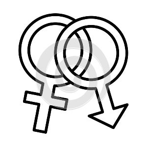 Genders male and female symbols line style icon