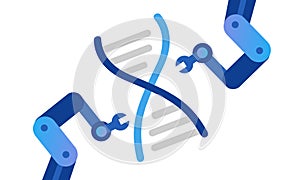 Gene editing modification of DNA genome CRISPR robot arm precision technology