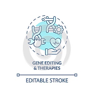 Gene editing and therapies turquoise concept icon