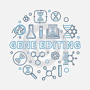 Gene Editing vector round illustration in linear style