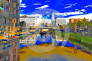 Gene Leahy Mall at The Riverfront Omaha Nebraska USA artistic manipulated photo