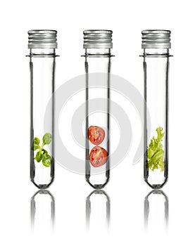 Gene manipulated vegetables in tubes