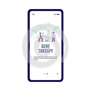 Gene therapy and genetic research onboarding page, flat vector illustration.