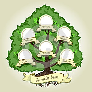 Genealogical family tree on gray background. Family tree in vintage style. Concept illustration family tree.