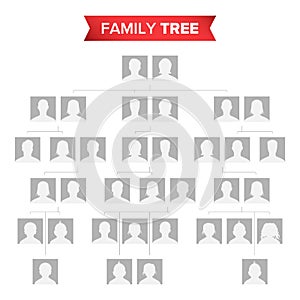 Genealogical Tree Blank Vector. Family History Tree With Default Icons Of People.