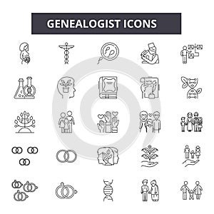 Genealogist line icons, signs, vector set, linear concept, outline illustration photo