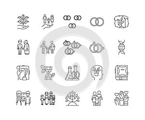 Genealogist line icons, signs, vector set, outline illustration concept photo