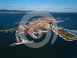 General aerial view of Nessebar, ancient city on the Black Sea coast of Bulgaria