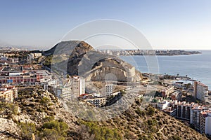 General city view from santa barbara castle.Alicante, Spain.