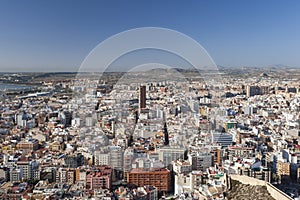 General city view from santa barbara castle.Alicante, Spain.