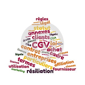 General Conditions word cloud vector illustration in French language